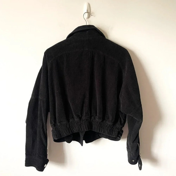Free People Slouchy Corduroy Dolman  Moto Jacket Black Size Small - Picture 6 of 8